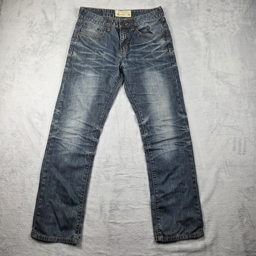 Ecko Unltd Jeans Mens 30x32 Blue Excellent 714 Straight Fit Whiskered Denim